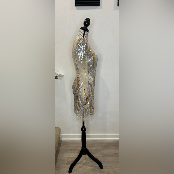 Jovani - chromed Long Sleeve Illusion Scoop Neck Sheath Dress - Picture 7 of 12